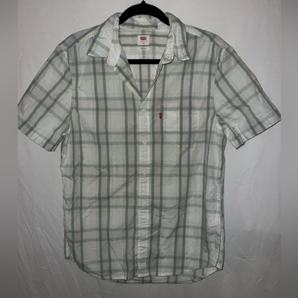 Vintage Levi’s Green & White Plaid Short Sleeve Button-Up